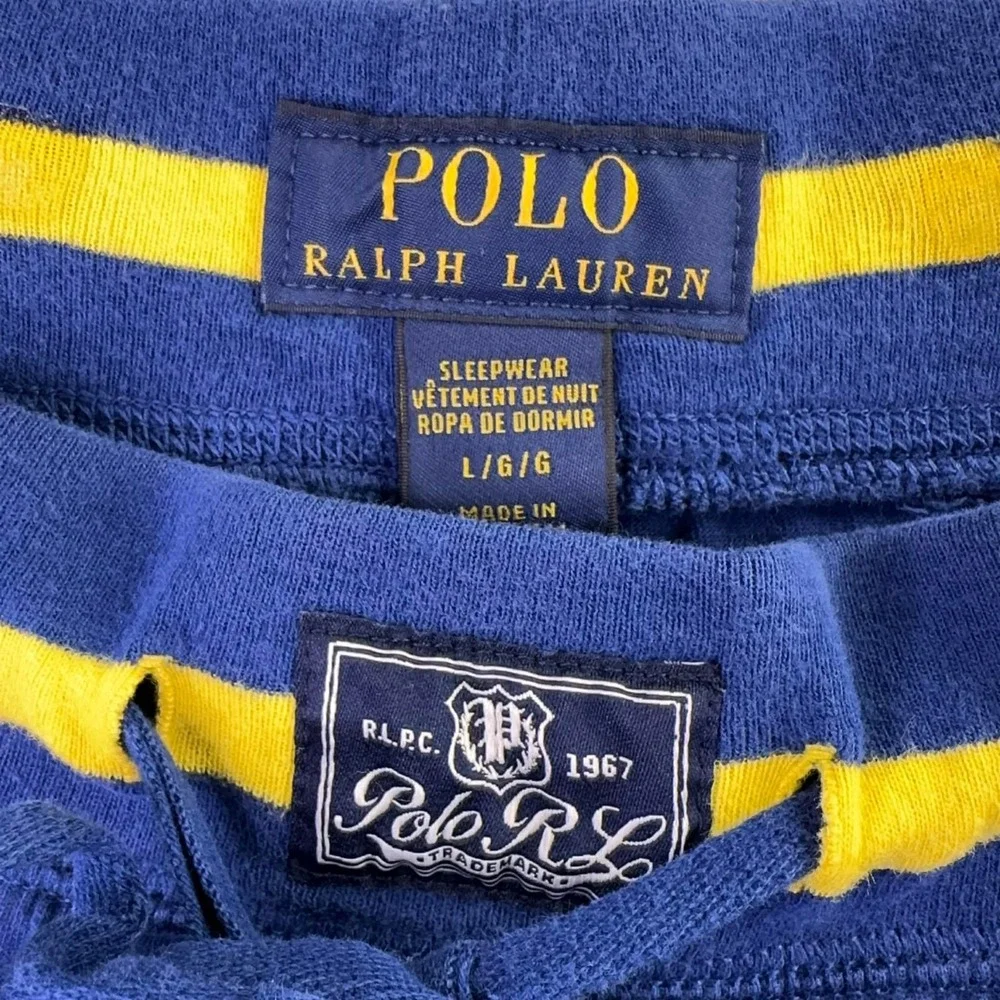 Polo Ralph Lauren Shorts Mens Large‎ Blue Lounge Sleepwear Drawstring Spellout